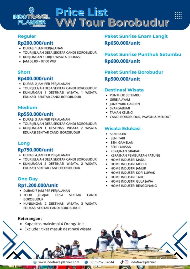 Price List VW Tour Borobudur