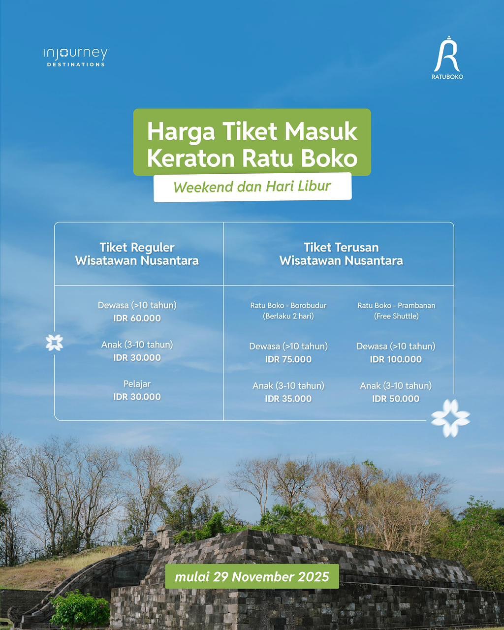 Harga Tiket Masuk Candi Ratu Boko